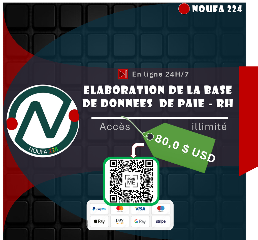 Elaboration de la base de données de PAIE - RH via Excel Avancé